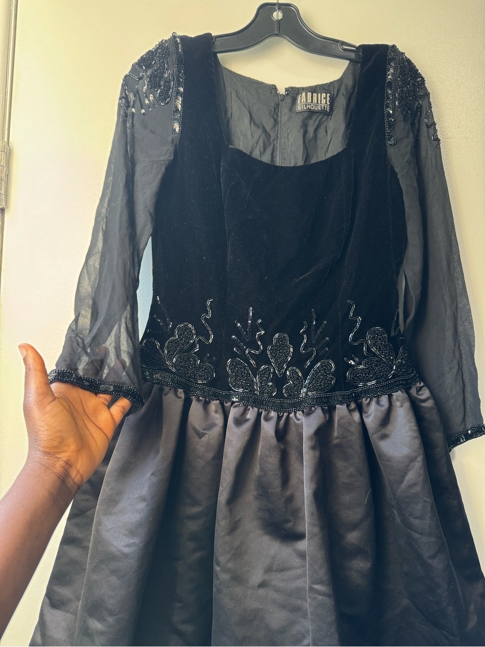 Vintage 80’s Fabrice New York Party Black Beaded Sheer Mini Dress - Picture 10 of 16